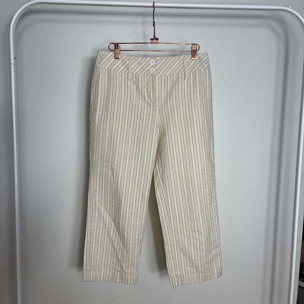 Ann Taylor Yellow White Striped Capri Pants